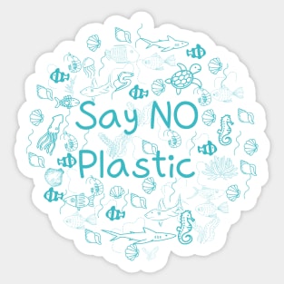 say no plastic,animal protection,protection of the environment Sticker